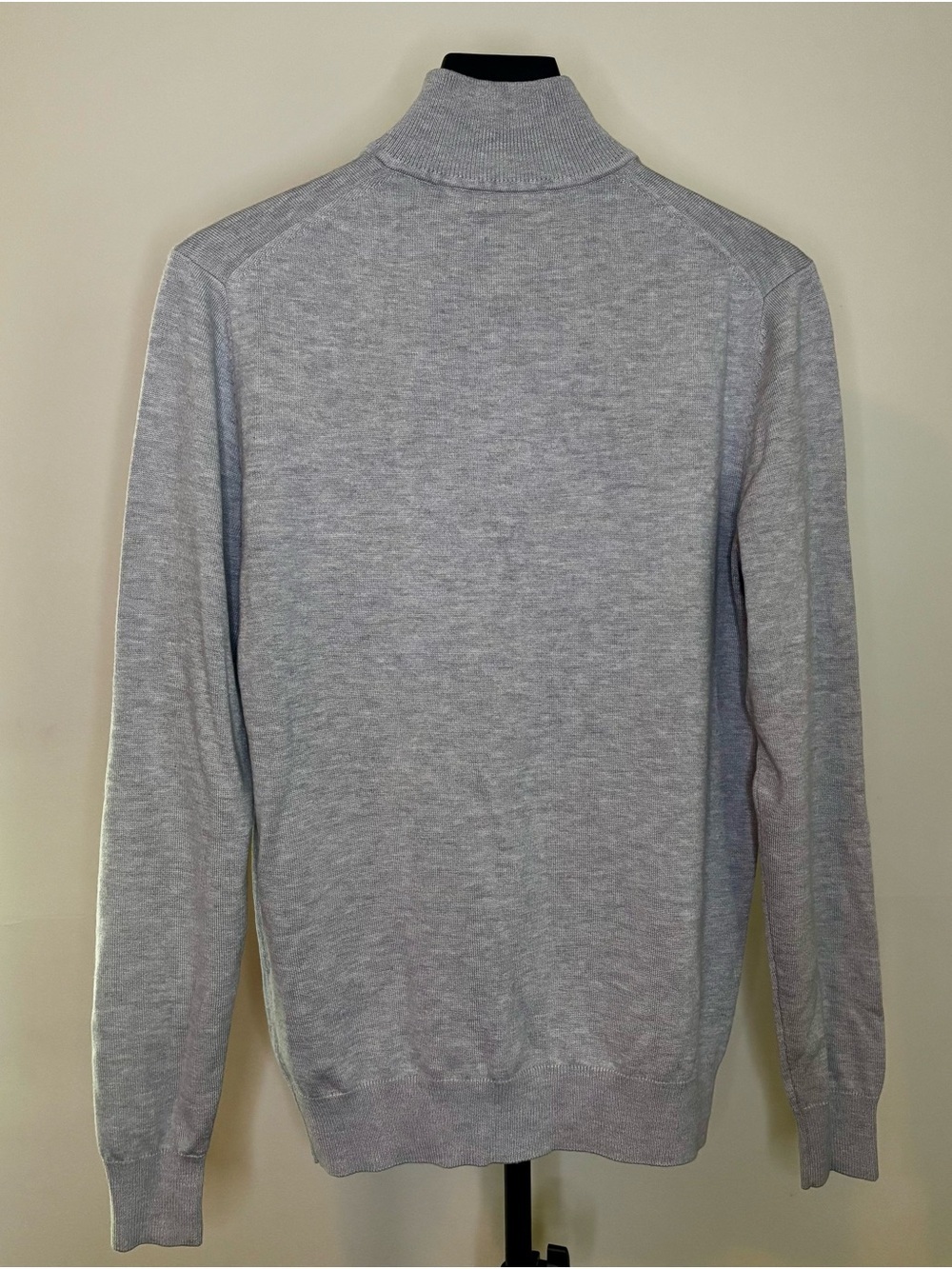 Suitsupply Light Gray Zip-Front Mock Collar Sweater - Picture 3 of 7